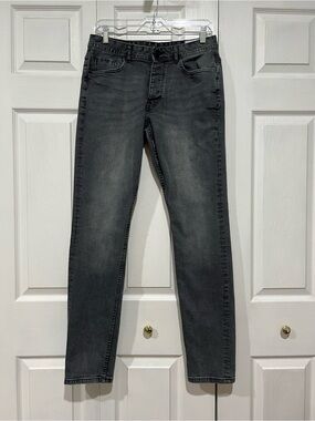💙 Denim Co. Gray / Black Men’s Slim Denim Jeans Button Fly 32 x 34 (01454)